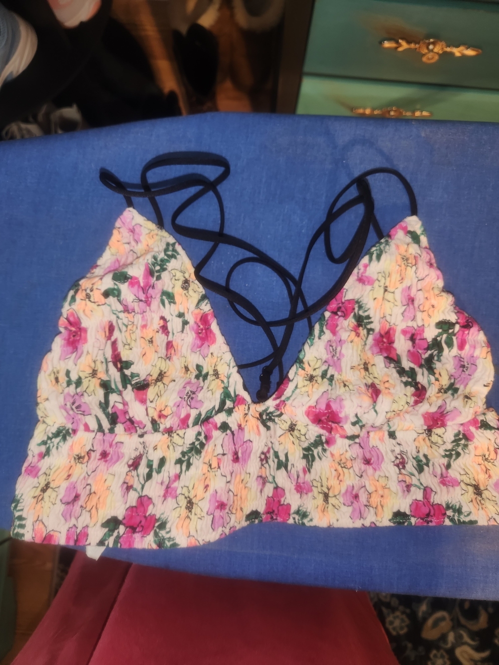 PINK Victoria's Secret Floral Strappy Bralette - Pink, Yellow, Green, Black